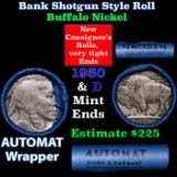 Buffalo Nickel Shotgun Roll in Old Bank Style 'Abbott Coin Counter AutoMat' Wrapper 1930 & D Mint En