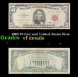 1963 $5 Red seal United States Note Grades vf details