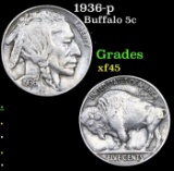 1936-p Buffalo Nickel 5c Grades xf+