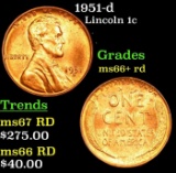 1951-d Lincoln Cent 1c Grades GEM++ RD