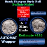 Buffalo Nickel Shotgun Roll in Old Bank Style 'Abbott Coin Counter AutoMat' Wrapper 1936 & p Mint En