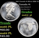 1967 Canada $1 Silver KM# 70 Grades Choice Unc+ PL