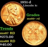 1951-d Lincoln Cent 1c Grades GEM++ RD