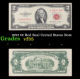 1953 $2 Red Seal United States Note Grades vf++