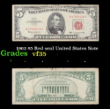 1963 $5 Red seal United States Note Grades vf++