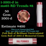 Shotgun Lincoln 1c roll, 2001-d 50 pcs Bank Wrapper.