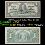 1937 Canada 1 Dollar Note P: 58E Grades vf++