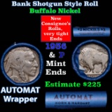 Buffalo Nickel Shotgun Roll in Old Bank Style 'Abbott Coin Counter AutoMat' Wrapper 1936 & D Mint En