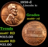 1959-d Lincoln Cent 1c Grades GEM++ RD
