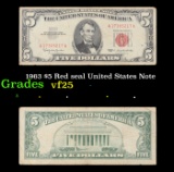 1963 $5 Red seal United States Note Grades vf+