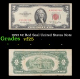 1953 $2 Red Seal United States Note Grades vf+