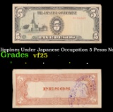 1943 Philippines Under Japanese Occupation 5 Pesos Note P: 110A Grades vf+