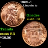 1969-d Lincoln Cent 1c Grades Gem+ Unc RD