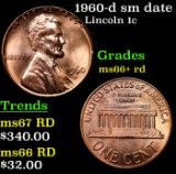 1960-d sm date Lincoln Cent 1c Grades GEM++ RD