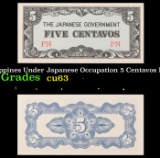 1942 Philippines Under Japanese Occupation 5 Centavos Note P: 103A Grades Select CU