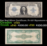 1923 $1 large size Blue Seal Silver Certificate, Fr-237 Signatures of Speelman & White Grades vf+