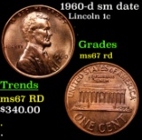 1960-d sm date Lincoln Cent 1c Grades GEM++ Unc RD
