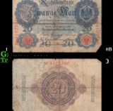 1914 Imperial Germany 20 Mark Note P: 46B Grades vf+