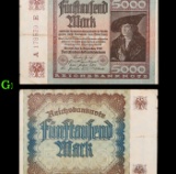 1922 Germany 5,000 Mark Note P: 81E Grades vf++