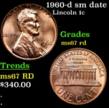 1960-d sm date Lincoln Cent 1c Grades GEM++ Unc RD