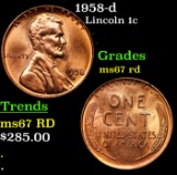 1958-d Lincoln Cent 1c Grades GEM++ Unc RD