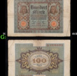 1920  Weimar Germany 100 Mark Note P: 69A Grades f+