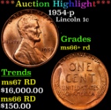 ***Auction Highlight*** 1954-p Lincoln Cent 1c Graded GEM++ RD By USCG (fc)