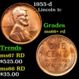 1955-d Lincoln Cent 1c Grades GEM++ RD