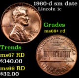 1960-d sm date Lincoln Cent 1c Grades GEM++ RD