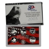 2005 50 State Quarters Silver Proof Set, 5 Coins Inside!