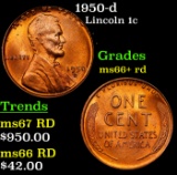 1950-d Lincoln Cent 1c Grades GEM++ RD
