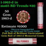 Shotgun Lincoln 1c roll, 1963-d 50 pcs Bank Wrapper.