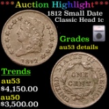 ***Auction Highlight*** 1812 Small Date Classic Head Large Cent 1c Graded au53 details By SEGS (fc)