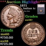 ***Auction Highlight*** 1871 Indian Cent 1c Graded au58+ BY SEGS (fc)