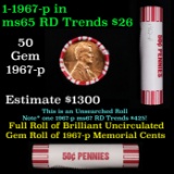 Shotgun Lincoln 1c roll, 1967-p 50 pcs Brandt 50c Wrapper.