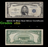 1953A $5 Blue Seal Silver Certificate Grades vf+