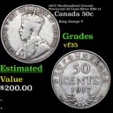 1917C Newfoundland (Canada Provincial) 50 Cents Silver KM# 12 Grades vf++