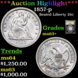 ***Auction Highlight*** 1857-p Seated Liberty Quarter 25c Graded Select+ Unc BY USCG (fc)