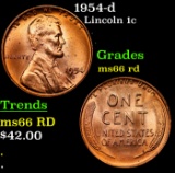 1954-d Lincoln Cent 1c Grades GEM+ Unc RD