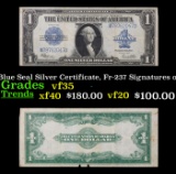 1923 $1 large size Blue Seal Silver Certificate, Fr-237 Signatures of Speelman & White Grades vf++