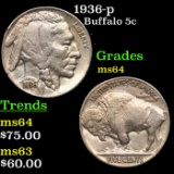 1936-p Buffalo Nickel 5c Grades Choice Unc