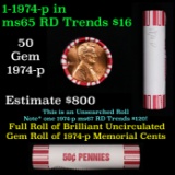 Shotgun Lincoln 1c roll, 1974-p 50 pcs Brandt 50c  Wrapper.