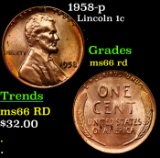 1958-p Lincoln Cent 1c Grades GEM+ Unc RD