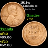 1911-s Lincoln Cent 1c Grades vf++