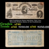 1864 Confederate States $100 Note, T-65, Lucy Holcombe Pickens Queen of the Confederacy Grades xf