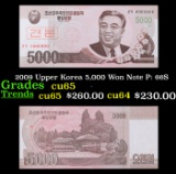 2009 Upper Korea 5,000 Won Note P: 66S Grades Gem CU