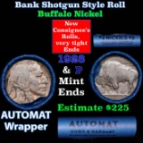 Buffalo Nickel Shotgun Roll in Old Bank Style 'Abbott Coin Counter AutoMat' Wrapper 1928 & p Mint En
