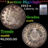 ***Auction Highlight*** 1912-s Liberty Nickel 5c Graded ms66 By SEGS (fc)