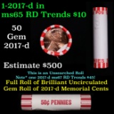 Shotgun Lincoln 1c roll, 2017-d 50 pcs Bank Wrapper.