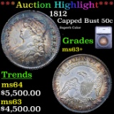 ***Auction Highlight*** 1812 Capped Bust Half Dollar 50c Graded ms63+ BY SEGS (fc)